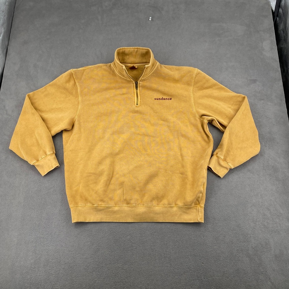 Ouray Sundance Quarter Zip Sweatshirt Mens Large Yellow Garment Dyed Pullover